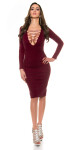 Sexy KouCla Ribbed Knit Dress with Sexy V-Neck Einheitsgroesse