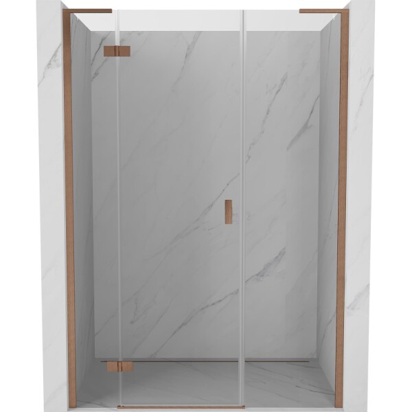 MEXEN/S - Mist-H L sprchové dvere krídlové ľavé 155, transparent, meď kartáčovaná 8A5L-155-001-65-00-L