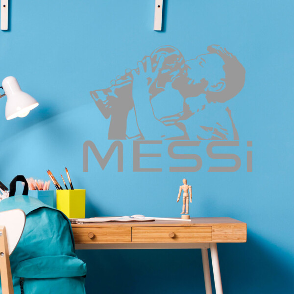 Veselá Stena Samolepka Lionel Messi pohár Farba: šedá, Veľkosť: 40 x 30 cm
