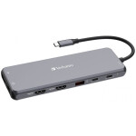 Verbatim Multiport Hub CMH-13 USB-C sivá / Dokovacia stanica / 6x USB-A / 2x USB-C / RJ45 / 2x HDMI / DP / 3.5mm (32153)