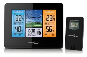 GreenBlue GB526 čierna / Meteostanica / Farebný displej / Fáza mesiaca / Vnútorný a vonkajší teplomer (GB526)