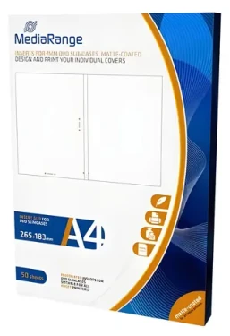 MediaRange potlačiteľné vložky pre slim DVD obaly 7mm / Vložky do DVD obalov / A4 / matné / 50 ks (MRINK122)