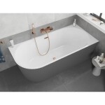 MEXEN/S - Silo voľne stojaca rohová vaňa pravá reliéf 170 x 80, biela/sivá, sifón a prepad meď kartáčovaná 52891708062P-65