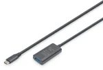 Digitus USB-C - USB-A čierna / Predlžovací kábel / Aktívny / USB 3.2 Gen1 5 Gbps / 5 m (DA-73110)