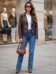 Dámska bunda v štýle Ramones z ekokože, tmavohnedá, FashionStreet TY5729 M