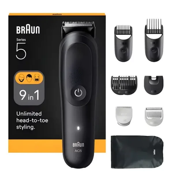 Braun Series 5 AIO5540 čierna / Zastrihávač / 9 v 1 / 0,5-21 mm / výdrž až 120 min (7500435245029)