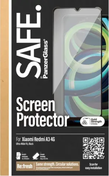 PanzerGlass SAFE pre XIAOMI Redmi A3 čierna / Tvrdené sklo / UWF