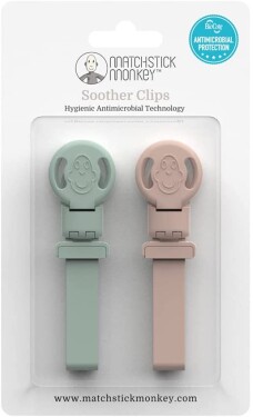 MATCHSTICK MONKEY Klipy na upevnenie hryzátka/ cumlíka - mint green/ dusty pink