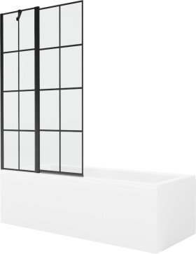 MEXEN/S - Cubik obdĺžniková vaňa 160 x 70 cm s panelom + vaňová zástena 100, čierna vzor 550316070X9410117077