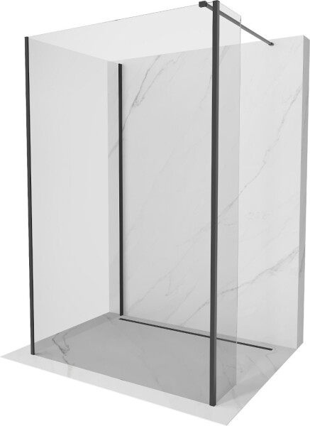 MEXEN/S - Kioto Sprchová zástena WALK-IN 90 x 90 x 30, transparent, čierna 800-090-090-221-70-00-030