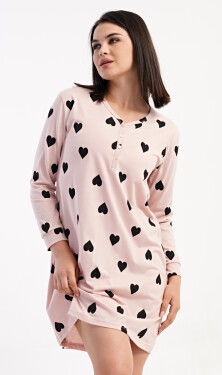 Dámska nočná košeľa s dlhým rukávom Heart světle lososová XXL