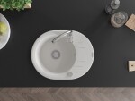MEXEN MEXEN - Kevin granitový drez 1 s odkvapkávačom 586x458 mm, biela, sifón chróm 6517581005-20