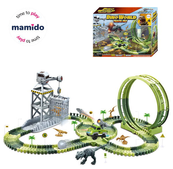 Mamido Mamido Dinosauria závodná dráha so slučkou a svetlami 144 dielov MT1520