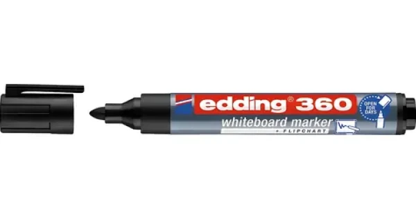 Edding 360 čierna / Popisovač na biele tabule / okrúhly hrot / šírka stopy 1,5-3 mm (4-360001)