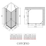 CERANO - Sprchovací kút Marino Duo Ľ/P - 6 mm - chróm, transparentné sklo - 120x110x190 - pántový CER-480238