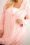 Dámska bavlnená mikina s kapucňou a zipsom Plus Size Powder Pink UNI