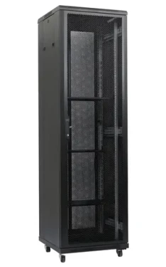 Xtendlan 47U/600x600 čierny / Stojanový rozvádzač / 19" / perforované dvere a chrbát (PER-47U-66-BLACK-P)