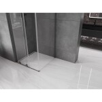 MEXEN/S - Velar L sprchovací kút, posuvné dvere 90 x 90, transparent, grafit kartáčovaná 871-090-090-03-66