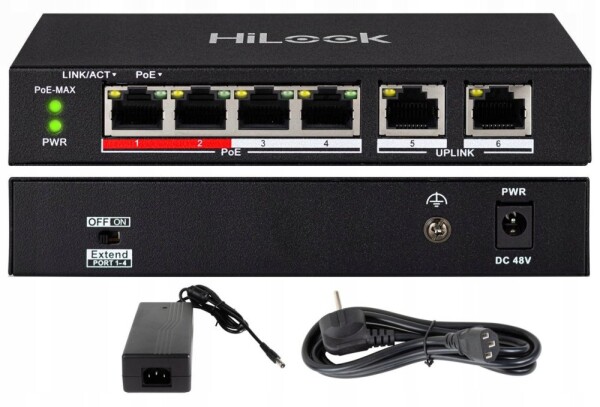 Hikvision Komutatorius 6 prievadų HiLook NS-0106P-35