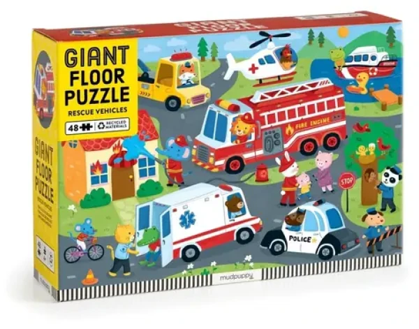 Mudpuppy Podlahové puzzle Záchranné vozidlá