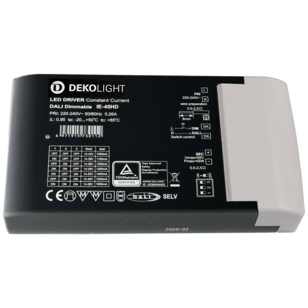 Deko Light BASIC, DIM, Multi CC, IE-45HD LED driver konštantný prúd 45 W 1050 - 1600 mA 14 - 43 V; 862193