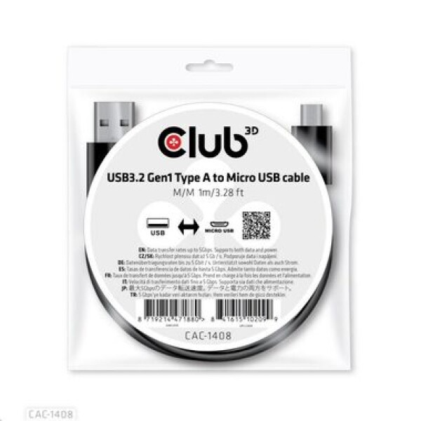 CLUB3D CAC-1408 Kábel USB-A na Micro USB M/M čierna 1m (CAC-1408)