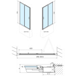 POLYSAN - DEEP BLACK sprchové dvere skladacie 1000x1650, číre sklo MD1910B
