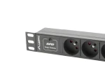Lanberg čierna / Zásuvková lišta / 10" / 1U / 3x zásuvka / 10A / C14 / 2m (PDU-03E-0200-IEC-BK)