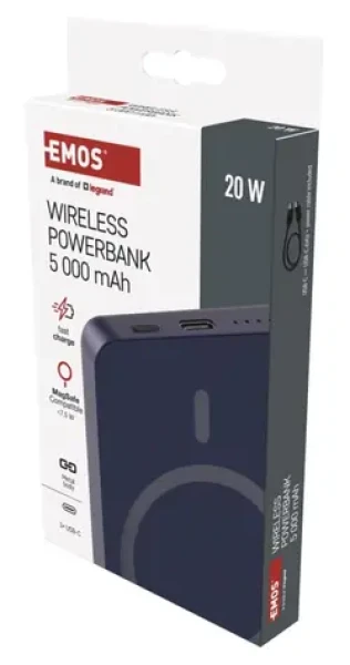 Emos WI 522 modrá / Powerbanka / PD 20W / 5000mAh / USB-C (1613055502)