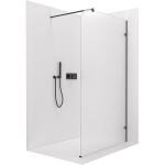 CERANO - Sprchová zástena Walk-in Orbis Round - Pravá - 8 mm - guľatá vzpera - čierna matná, mliečne sklo - 120x200 CER-999938