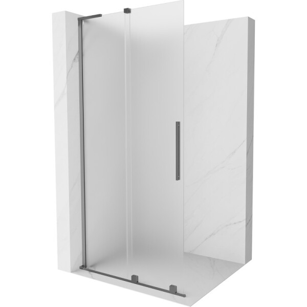 MEXEN/S - Velar L Sprchová zástena posuvná Walk-in 90 x 200, dekor 8 mm, grafit metal 871-090-003-33-95