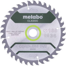 Metabo CORDLESS CUT WOOD CLASSIC 628660000 pílový kotúč 165 x 20 x 1 mm Počet zubov (na palec): 36 1 ks; 628660000