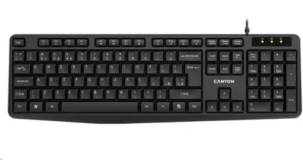Canyon CNE-CKEY01-CS čierna / klasická USB klávesnica / umývateľná / CZ/SK layout (CNE-CKEY01-CS)