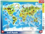 Trefl - Puzzle - Mapa sveta so zvieratkami