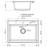 MEXEN MEXEN - Elix granitový drez 1-miska 700 x 500 mm, čierna/strieborná metalík, sifón chróm 6526701005-73