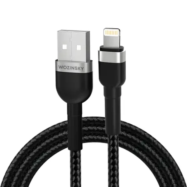 Wozinsky WNBAL1 čierna / Dátový a nabíjací kábel / USB-A - Lightning / 2,4 A / 1 m