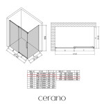 CERANO - Sprchovací kút Lantono L/P - 8 mm - Soft-Close - čierna matná, grafitové sklo - 110x90x195 - posuvný CER-8050BD7517