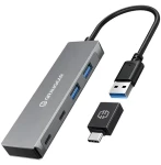 GrauGear G-HUB2A2C-AC strieborná / USB hub / 4 porty / 2x USB-A + 2x USB-C / USB 3.2 Gen 1, 5 Gbit/s (G-HUB2A2C-AC)