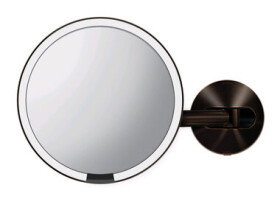 Simplehuman Kozmetické zrkadlo na stenu/ Sensor/ LED osvetlenie/ 5x/ sieťové/ dark bronz oceľ (ST3023)