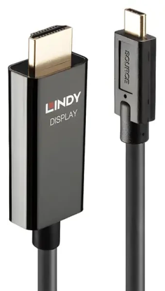 Lindy USB-C na HDMI čierna / Adaptérový kábel / 5 m / 4K 60Hz / HDR (43315)