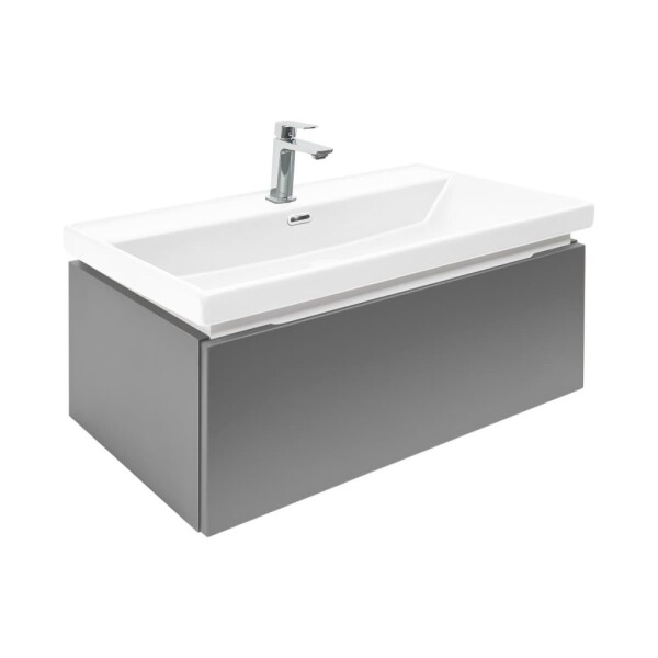 Kúpeľňová skrinka s umývadlom a batériou SAT Feel 80x30x44, 8 cm antracit mat SATFEEL80ANTU4BA SATFEEL80ANTU4BA