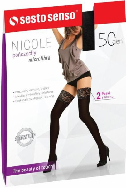Dámske samolepiace pančuchy Nicole 50 DEN - Sesto Senso 5/6 bordó