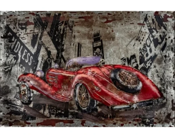 Kovový obraz na stenu Červený veterán 60x40 cm, vintage%