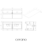 CERANO - Kúpeľňová skrinka Velora - čierna matná, úchytka chrómová + doska z lit. mramoru Elanys - 12 mm - biela matná - 120x54,2x46,5 CER-679432