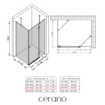 CERANO - Sprchovací kút Marino L/P - 6 mm - čierna matná, transparentné sklo - 110x90x190 - pántový CER-422889