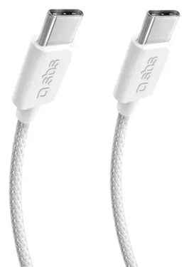 SBS biela / Nabíjací a dátový kábel / USB-C/USB-C / opletený / PD 240W