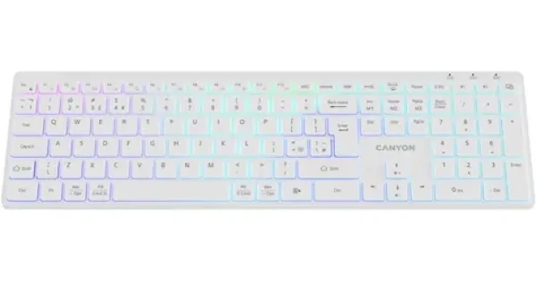 Canyon HKB-W11 biela / Klávesnica / bezdrôtová / vodeodolná / RGB podsvietenie / CZ/SK layout (CNS-HBTK11W-CS)