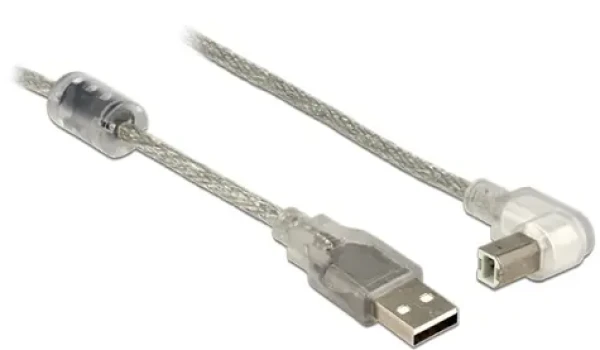 DeLock kábel USB 2.0 Typ-A samec USB 2.0 Typ-B samec pravouhlý / 3.0 m / transparentný (84815DE)