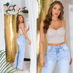 Sexy Koucla Crop Top with Glitter Studs white Einheitsgroesse