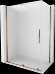 MEXEN/S - Velár sprchovací kút, posuvné dvere 140 x 70, dekor, ružové zlato 871-140-070-31-60